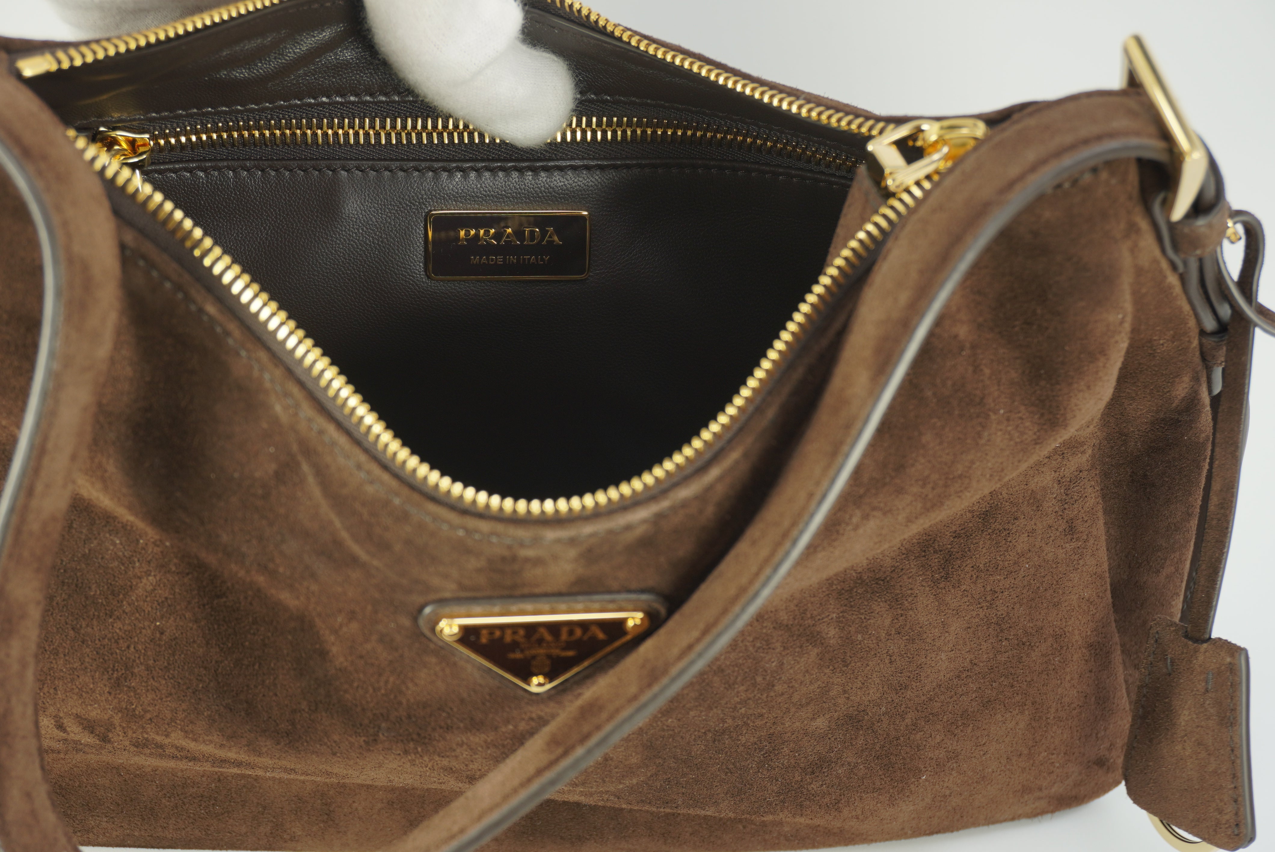 Prada Aimée medium suede shoulder bag