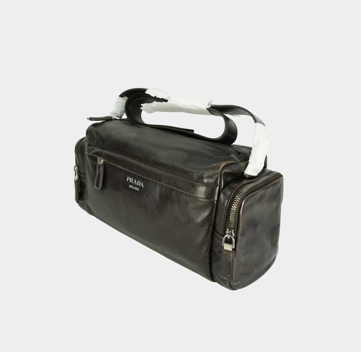 PRADA Distressed nappa leather shoulder bag New Season Men's