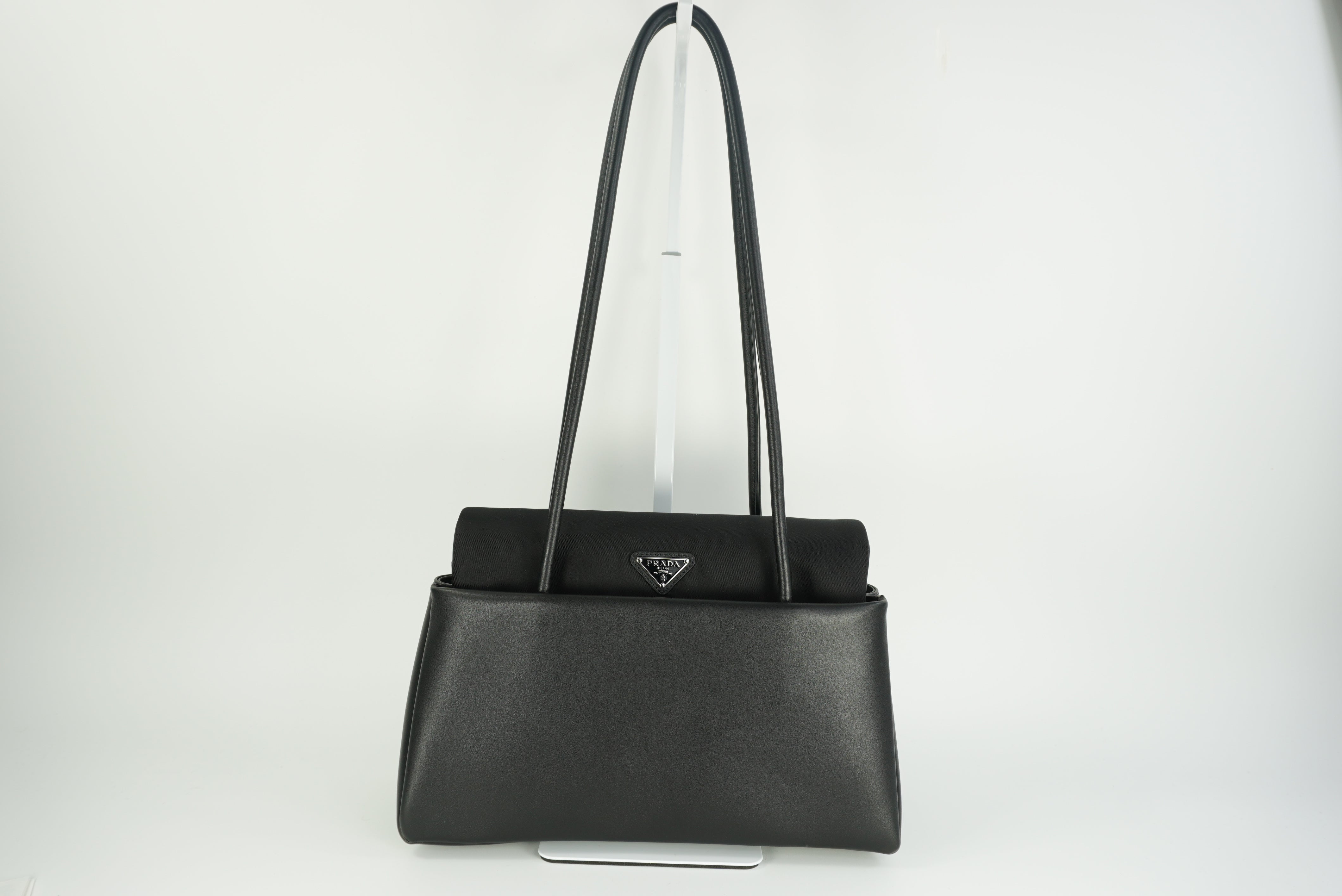Prada Passage medium leather bag with Re-Nylon flap