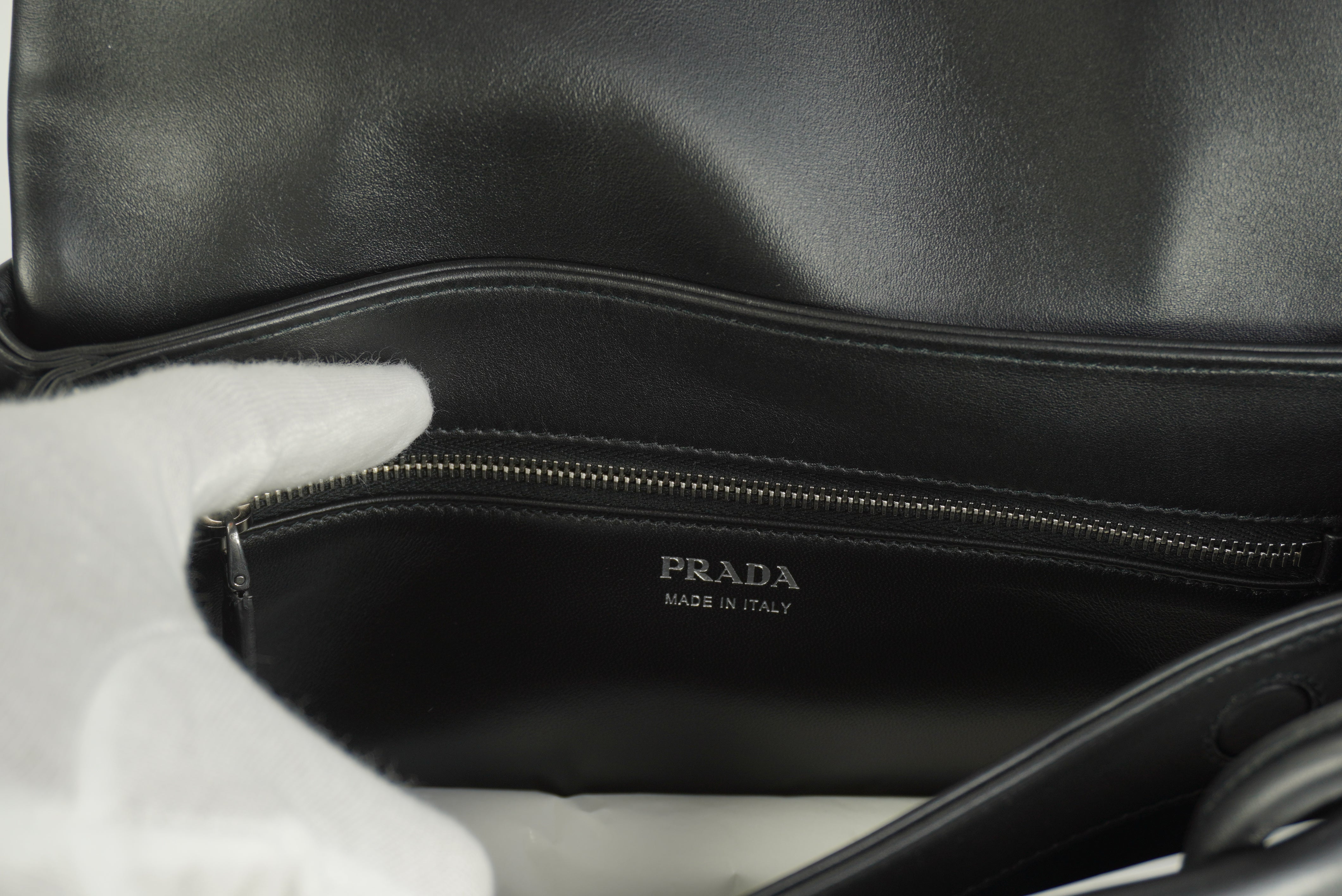 Prada Passage medium leather bag with Re-Nylon flap
