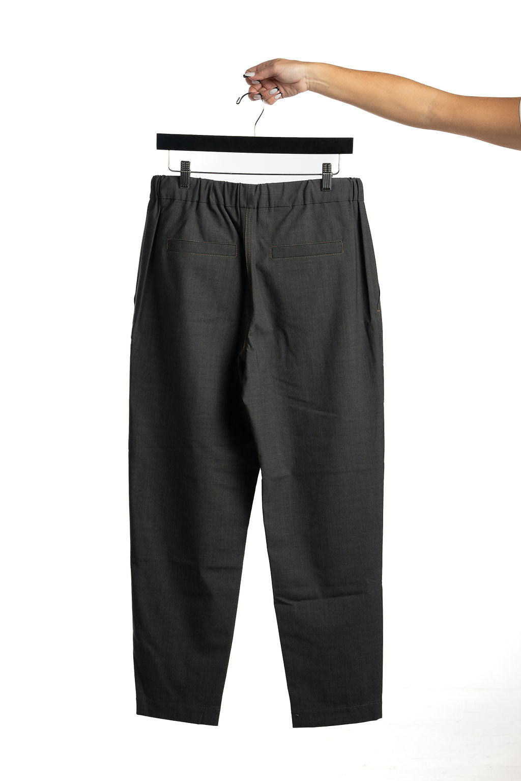 BRUNELLO CUCINELLI MUJER Pantalón Cropped Lana Virgen Gris Oscuro