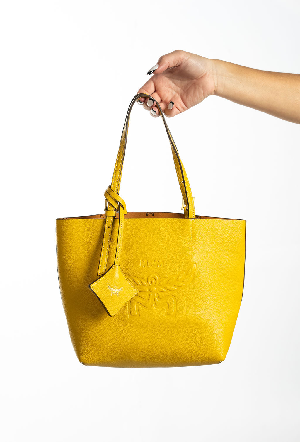 MCM BAG HIMMEL MINI SHOPPER IN EMBOSSED LOGO LEATHER
