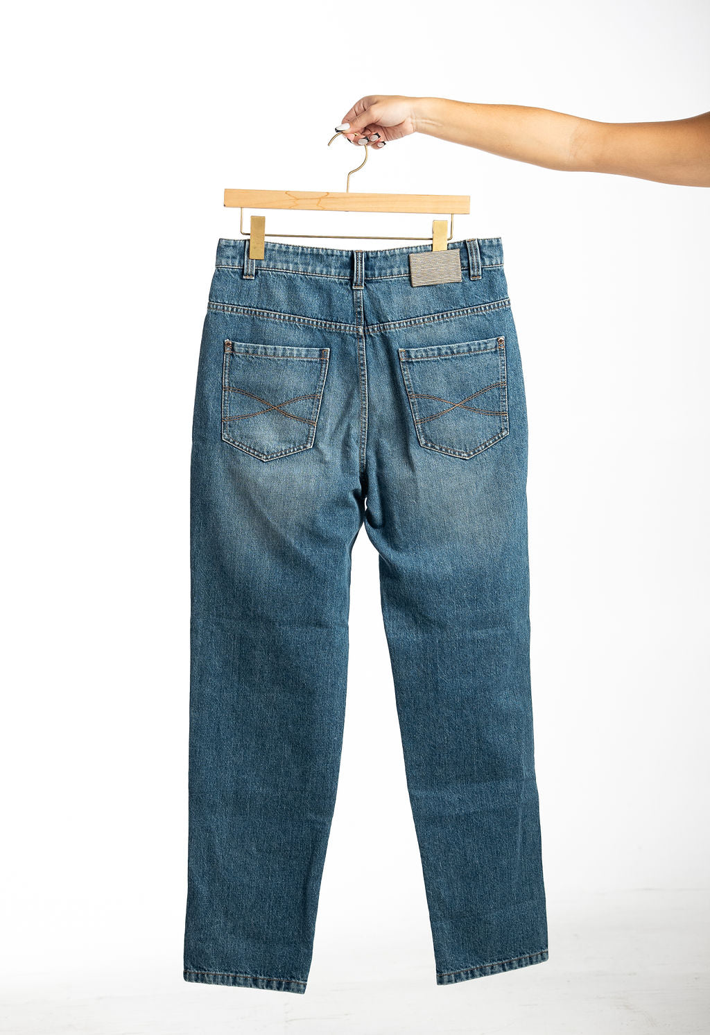 BRUNELLO CUCINELLI MUJER Vaqueros Azules Con Efecto Envejecido