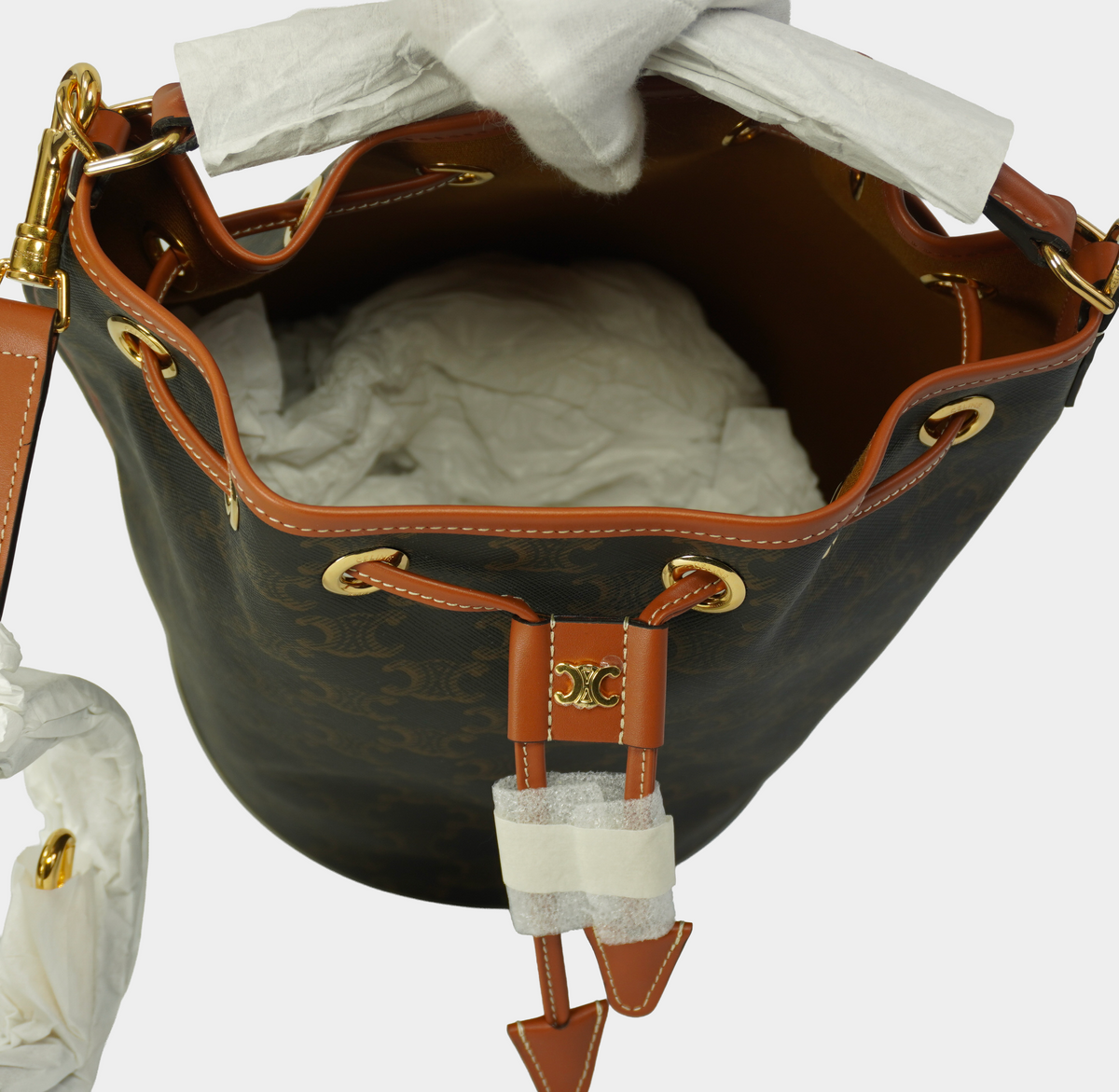 CELINE CLARA bag in Triomphe canvas and calfskin