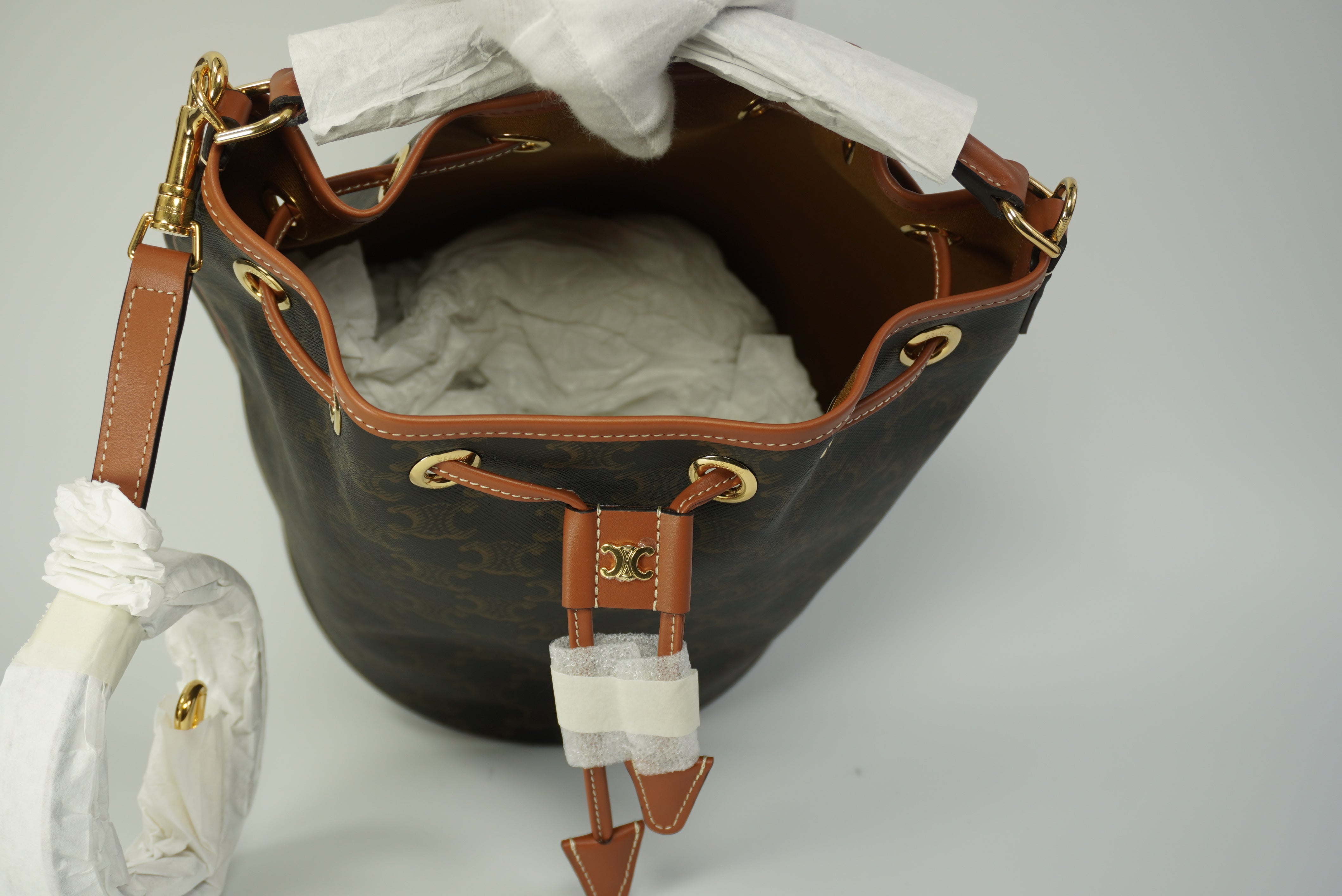 CELINE CLARA bag in Triomphe canvas and calfskin