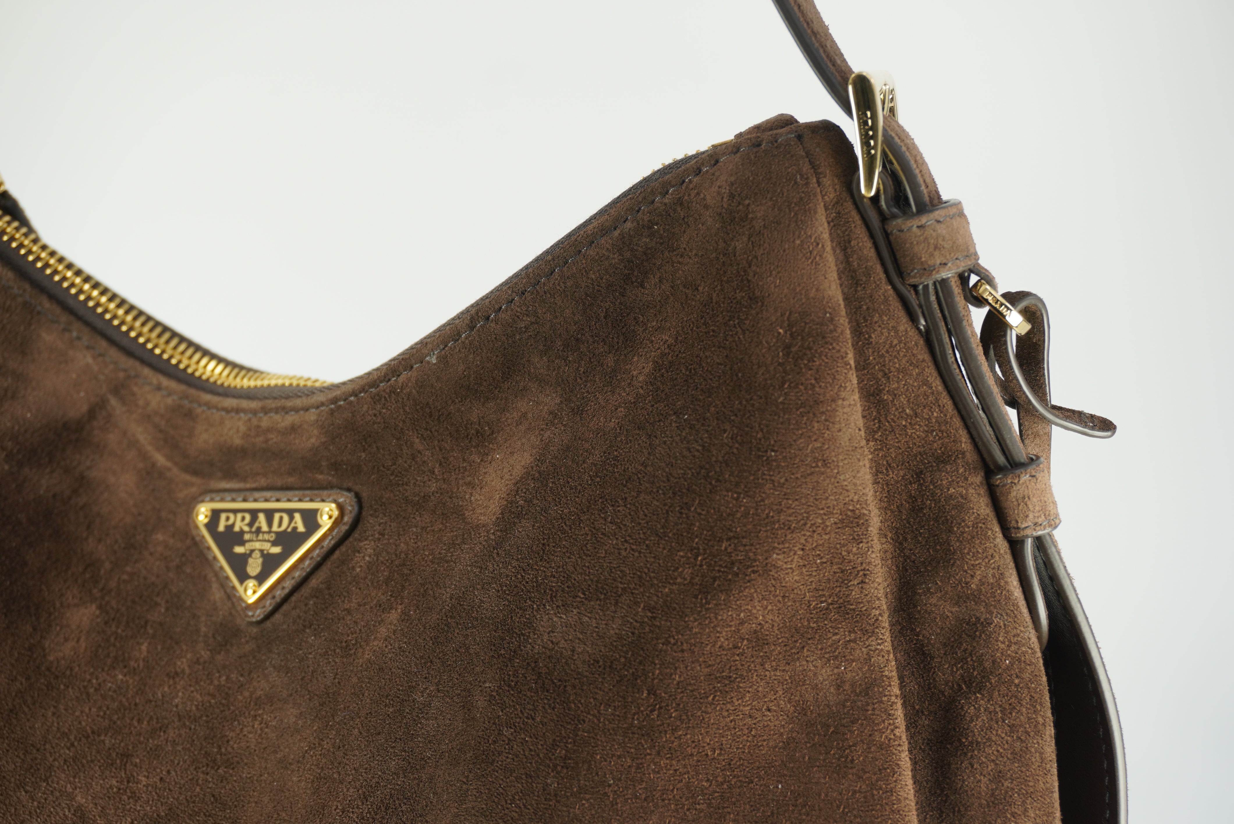 Prada Aimée medium suede shoulder bag