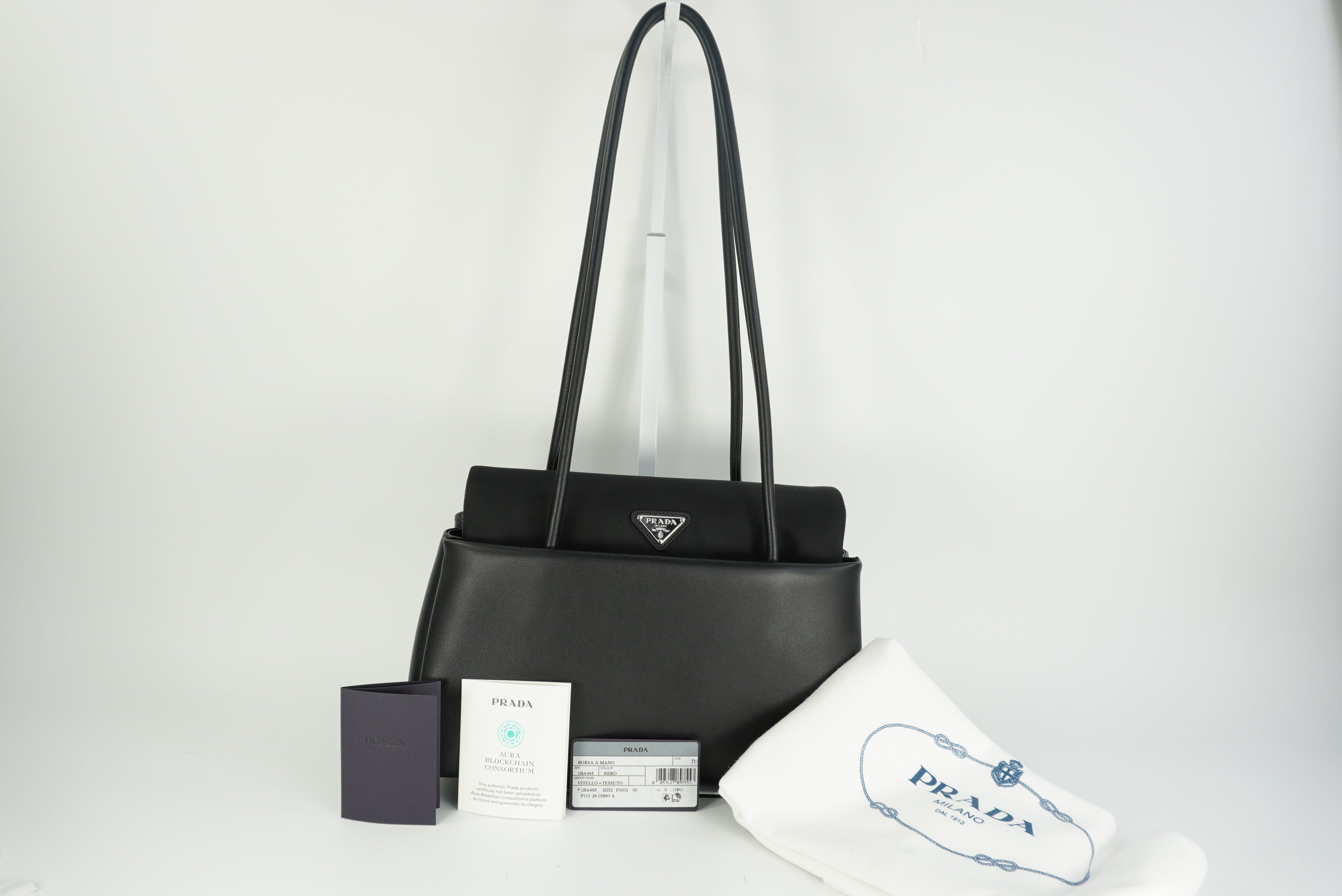 Prada Passage medium leather bag with Re-Nylon flap