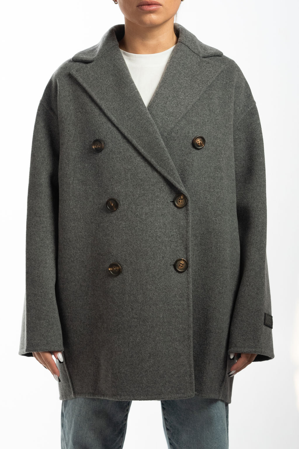 Brunello Cucinelli Women Gray Cashmere Coat Winter