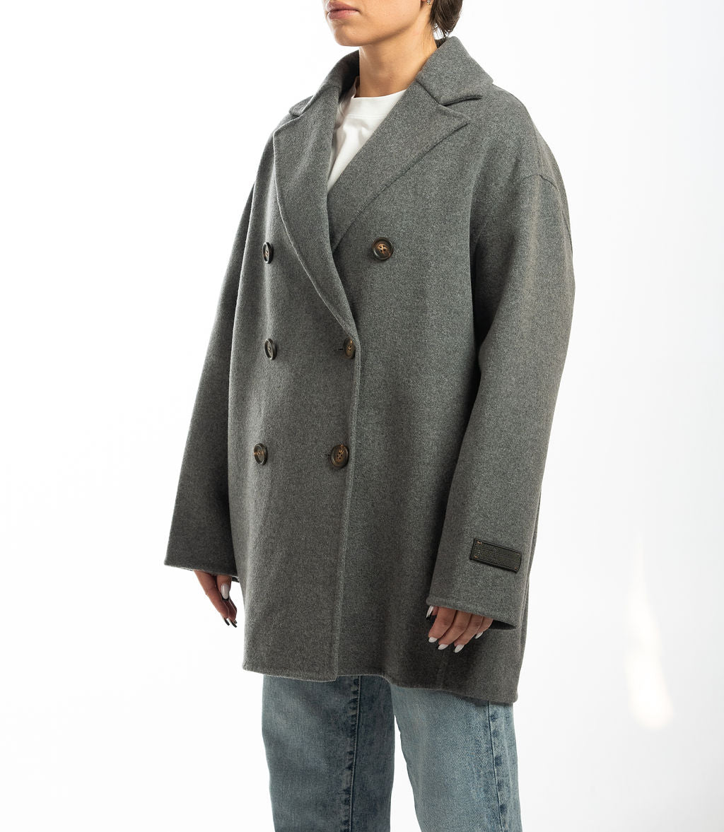 Brunello Cucinelli Women Gray Cashmere Coat Winter