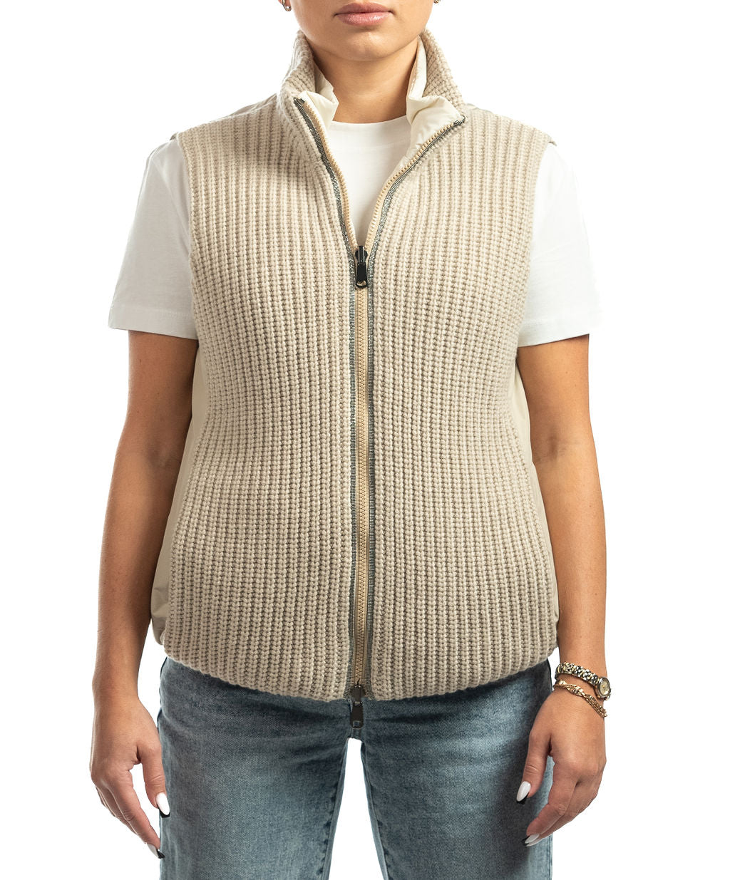 BRUNELLO CUCINELLI Women Reversible Knit Insert Vest