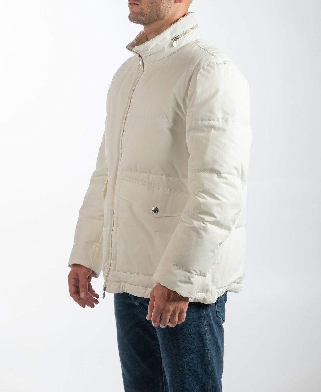 BRUNELLO CUCINELLI Men White Quilted Padded Down Jacket