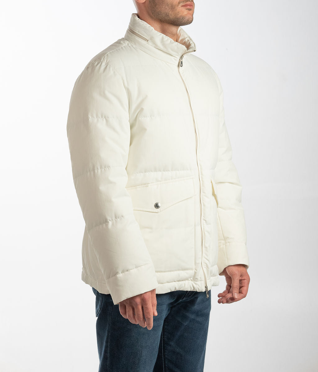 BRUNELLO CUCINELLI Men White Quilted Padded Down Jacket