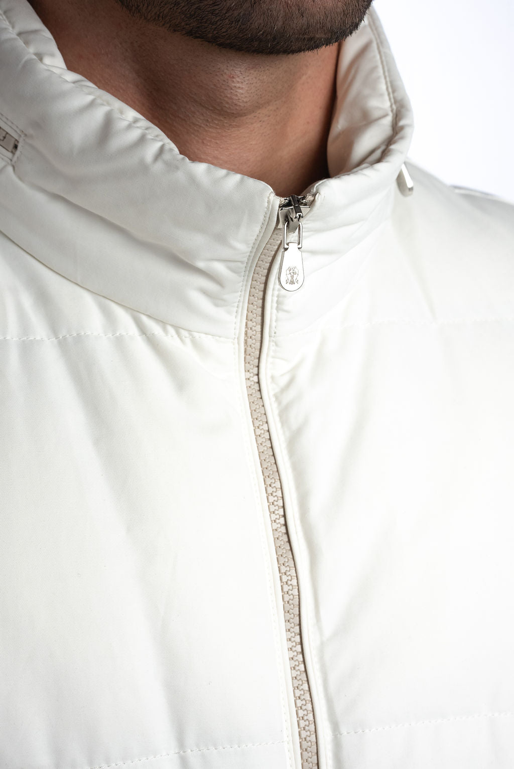 BRUNELLO CUCINELLI Men White Quilted Padded Down Jacket