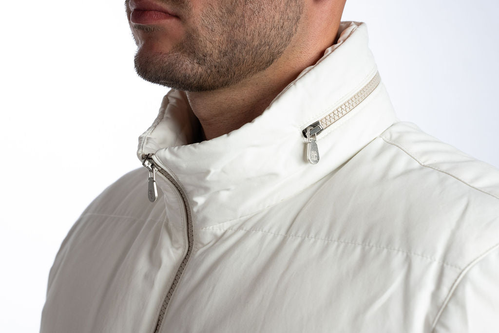 BRUNELLO CUCINELLI Men White Quilted Padded Down Jacket