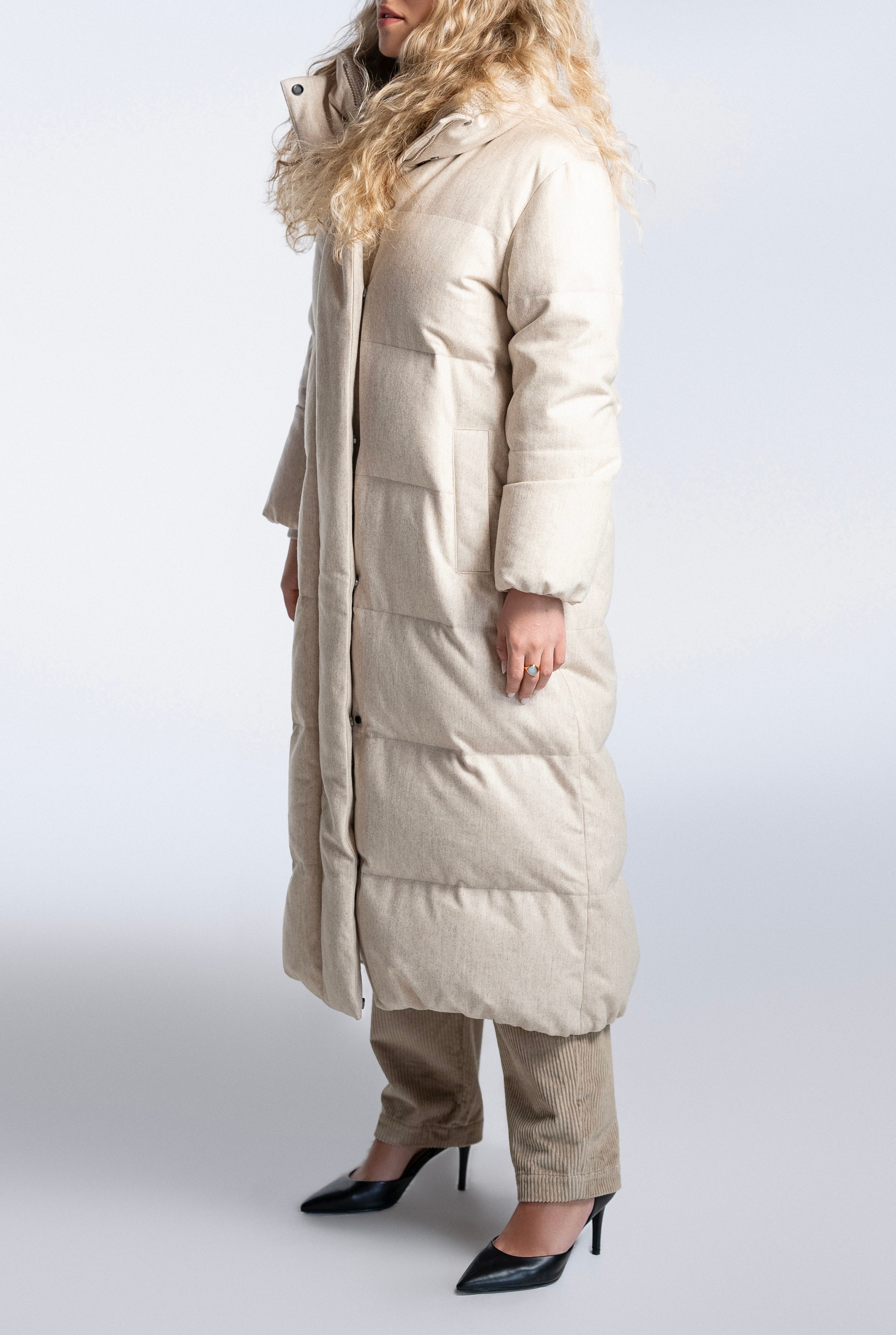 BRUNELLO CUCINELLI WOMEN Padded Coats Flannel Long Puffer Jacket