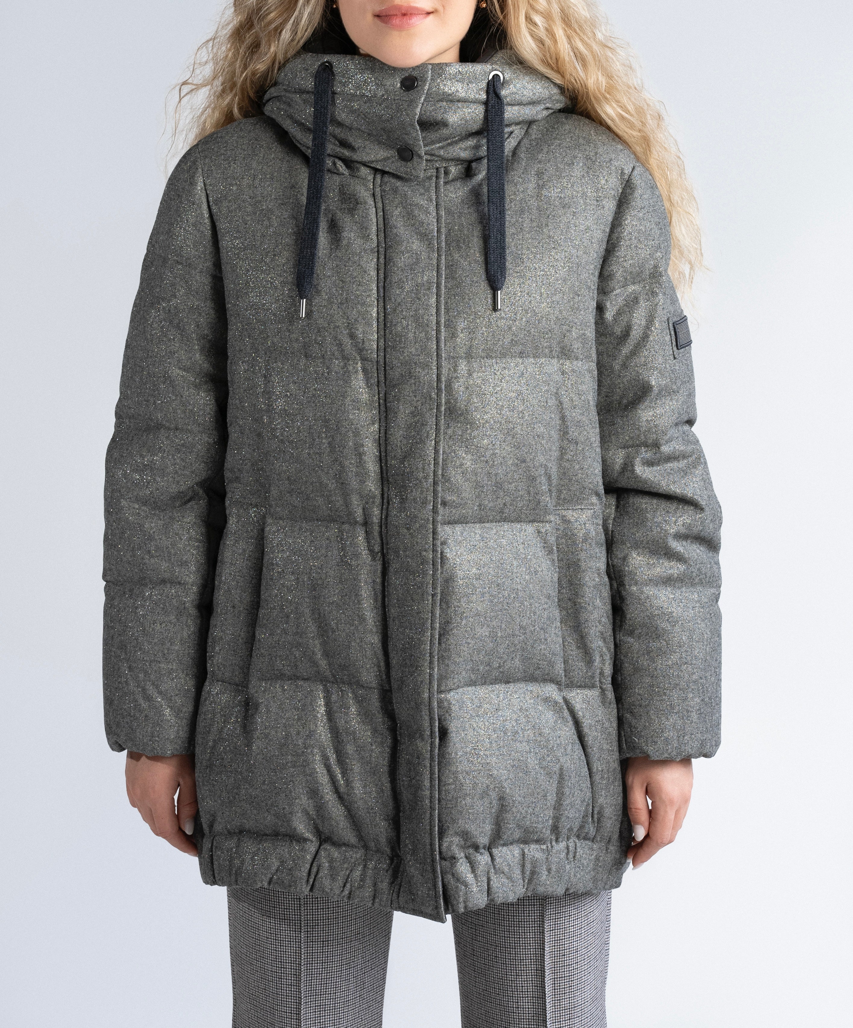 BRUNELLO CUCINELLI Women Charcoal Quilted Puffer Jacket In Grey