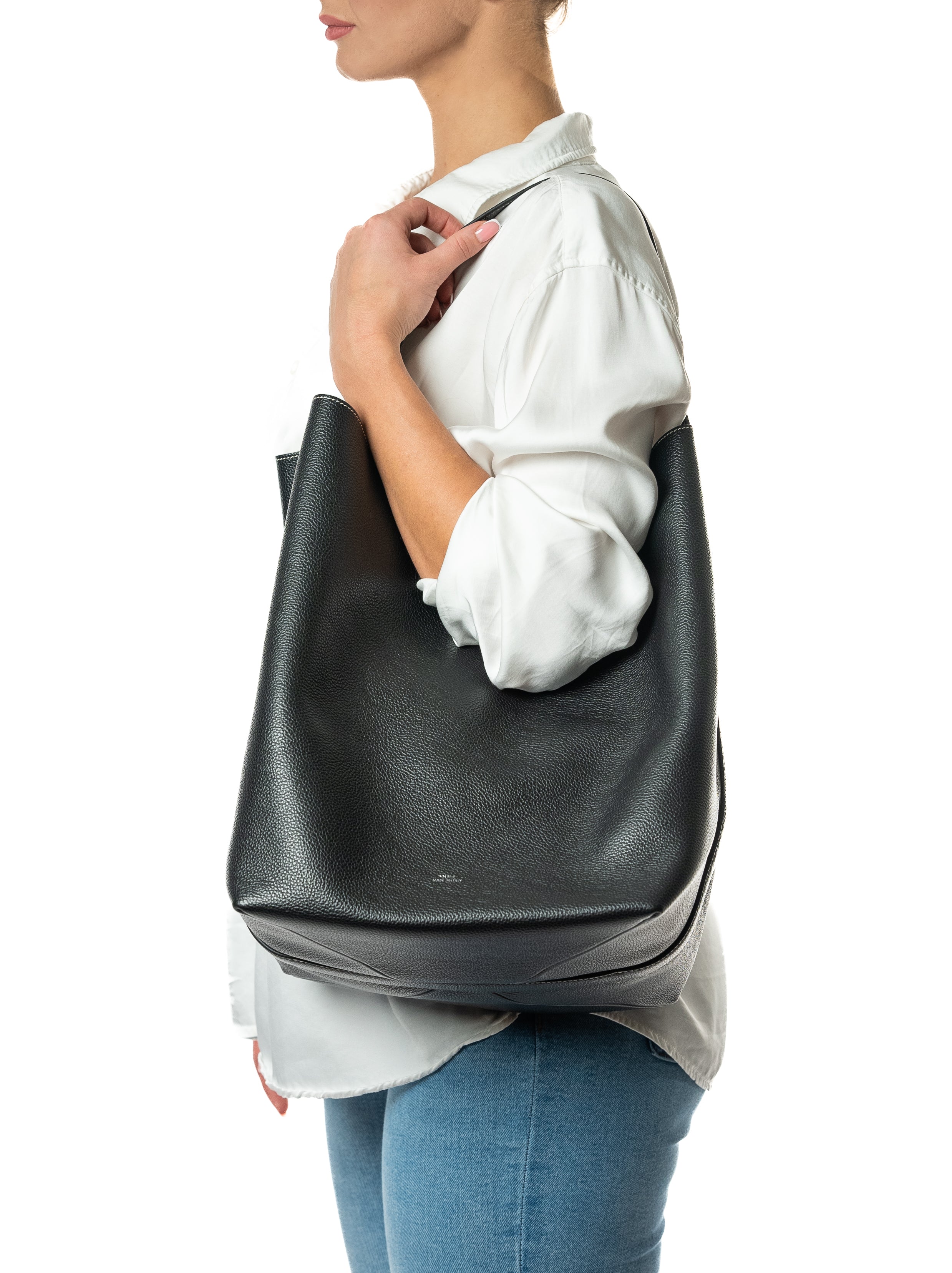 TOTEME Tote Bag Belted Black Grain